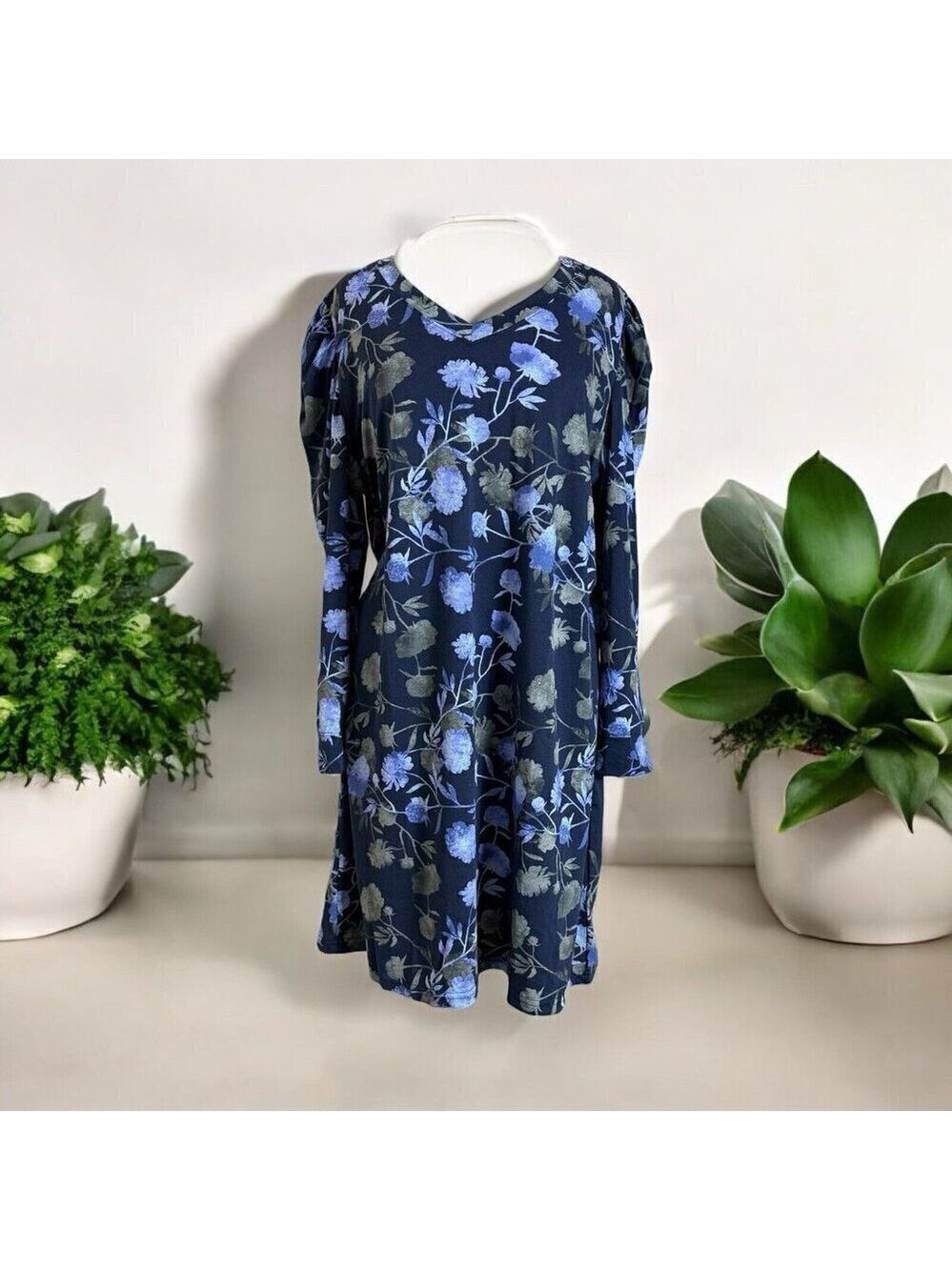 Lularoe AVA Dress 2XL V Neck Long Mutton Sleeve NWT